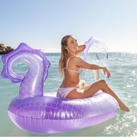 Bouée gonflable à chevaucher, Hippocampe, Requin, Crocodile, Flamant rose, Pistolet à eau, Nasauteuse, Radeau flottant pour adultes et enfants