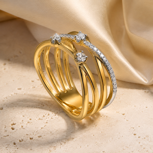 Anello Crossover Bicolore per Donne, Elegante Gioiello da Dito alla Moda - Product Image 3