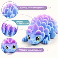 Figurine d'écureuil articulée mignonne imprimée en 3D avec articulations flexibles et options de couleurs dégradées 7,5x4,5x3cm Unisexe