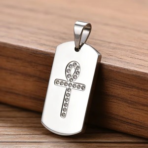 Hip Hop Vintage Gold Ankh Cross Pendant Gold Plated Stainless Steel CZ Necklace Unisex - Product Image 5
