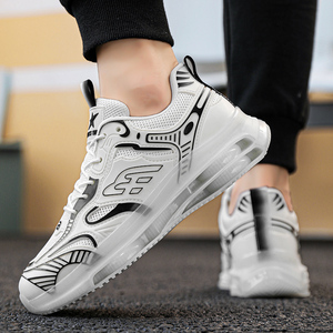 Chaussures de sport pour hommes, toutes saisons, athlétiques, coupe basse, design élégant à lacets, doublure en tissu respirant, couleur unie, antidérapantes - Product Image 5
