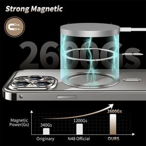 Coque de téléphone de Protection à 360 ° à écran HD de haute qualité pour <span class=keywords><strong>iPhone</strong></span> 12 13 <span class=keywords><strong>14</strong></span> 15ProMax cadre en aluminium antichoc couverture de charge magnétique - Product Image 2