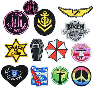 गर्म बिक्री एगी शैली कढ़ाई पैच सेट बाइकर सर्फिंग उफो शांति डिजाइन पैच पर लोहे - Product Image 3
