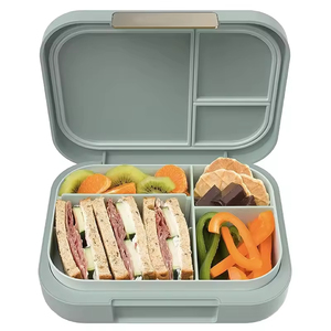 Bento Lunch <b>Box</b> Kids 1200ml Plastic Lid Leak Proof Reusable 4-Compartment Microwavable Dishwasher Safe BPA Free Square - Product Image 2