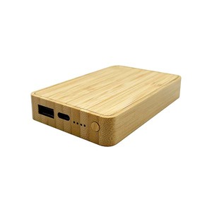 Banque d'alimentation en bambou écologique 5000 mAh, portable, avec indicateur LED, grande surface d'impression de logo, USB 10W - Product Image 3
