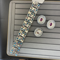 Ensemble de bijoux de luxe haut de gamme euro-américain TIANSHE, bague ovale, boucles d'oreilles et bracelet, ensemble de 3 pièces pour femmes