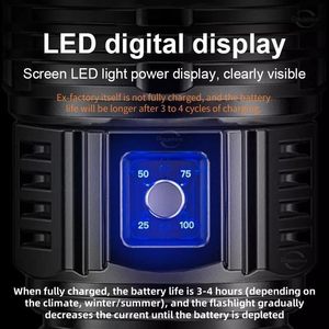 ไฟฉายสปอตไลท์แบบชาร์จซ้ำได้ รุ่น White Lazer Power 20000LM ระยะไกล ไฟ LED ปรับซูมได้ ตัวเรือนอะลูมิเนียม สำหรับงานทางยุทธวิธี - Product Image 2