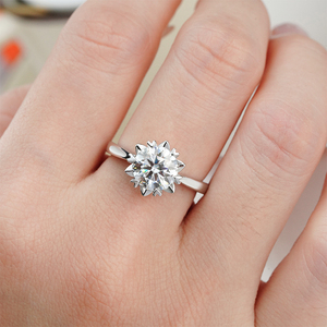 Anillo de Diamante de Laboratorio de Estilo Clásico para Mujer Starsgem, Corte Brillante Redondo, Diamante Creado en Laboratorio, Anillo de Compromiso de Plata 925 - Product Image 4