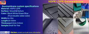 แผ่นกันน้ำรั่วซึม HDPE Geomembrane หนา 1 มม. 1.5 มม. 2 มม. สำหรับการเพาะเลี้ยงอะโซลลา แผ่นรองบ่อพับได้ 45mil 60mil ราคา Geomembrana - Product Image 4