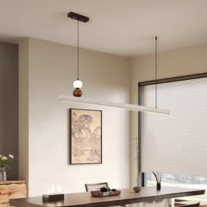 Vintage Wabi-sabi Yellow Travertine Pendant <b>Light</b> Long Strip Led For Dining Room Living Room Tea Room - Product Image 3