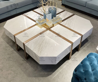 Table basse de luxe en acier inoxydable, pieds en marbre blanc, moderne, pour salon, offre spéciale,