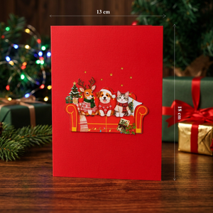 Tarjeta de Navidad Ecológica 3D Pop-Up con Barnizado Mate, Hecha a Mano, con Papel Decorativo de Papá Noel y Reno, Venta al Por Mayor - Product Image 6