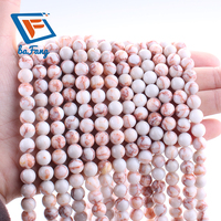 Manik-manik batu permata Web merah alami murah 6/8mm bulat halus longgar untuk membuat perhiasan DIY Aksesori