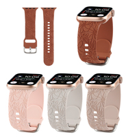 Tali jam desain baru untuk Iwatch seri 44/38mm tali silikon ukir Floral untuk gelang bunga terukir seri Iwatch