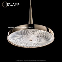 Luminaire suspendu circulaire luxueux en acier inoxydable doré pour salle à manger, comptoir de bar