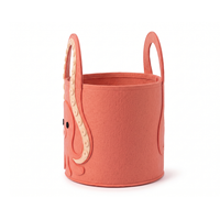 Panier de rangement pour jouets en feutre RPET GRS, design pieuvre corail mignon, fabrication OEM personnalisée, organisateur de chambre d'enfant, usine certifiée BSCI