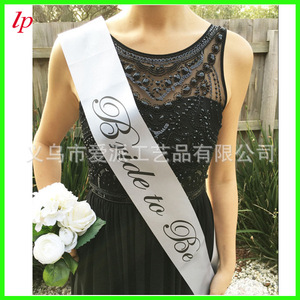 สายสะพายเจ้าสาวสีขาวพิมพ์ลายสีดำ LPP4235 สำหรับงานแต่งงาน ปาร์ตี้สละโสด งานพรอม เจ้าสาว เพื่อนเจ้าสาว แม่เจ้าสาว แม่เจ้าบ่าว - Product Image 2