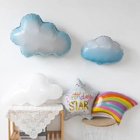 Ballon en film d'aluminium nuage blanc avec motif dessin animé, pompon, visage souriant et étoile, pour enfants, bébés, anniversaires, pleine lune, ballon décoratif photo