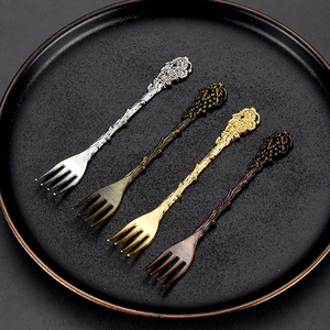 Набор мини-вилок из цинкового сплава 4,7 дюйма: золото, серебро, розовое золото, бронза – для дома, отеля, для торта, фруктов, улиток, выпечки - Product Image 5