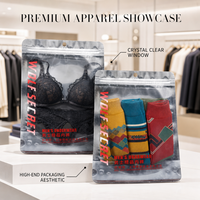 Sachet Mylar personnalisé avec logo, pochette transparente en aluminium pour sous-vêtements, chaussettes, vêtements, emballage de vêtements