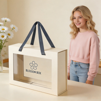 Elegante Caja Rígida Blanca para Joyería con Ventanas Transparentes, Tela, Logotipo Personalizado, Cierre Magnético, Laminación Mate y Esponja