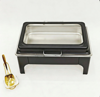 Plat de service rectangulaire de luxe 9L en acier inoxydable doré, chauffe-plat hydraulique pour buffet, idéal pour hôtels et mariages