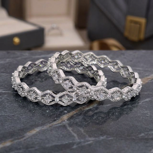 Bracelets classiques de luxe de haute qualité en CZ avec placage en rhodium, argent, lot de 2, sans nickel ni plomb, bijoux pour femmes - Product Image 3