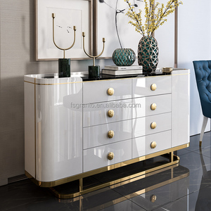 Đa Ngăn Kéo MDF Tủ Phòng Khách Đồ Nội Thất Bằng Đá Cẩm Thạch Đầu Giao Diện Điều Khiển Bảng Với Khung Thép Không Gỉ Tủ Bên - Product Image 1