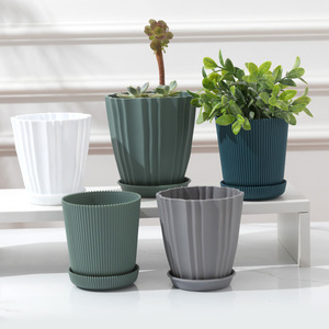 Macetas de plástico con orificio de drenaje, diseño moderno para uso en el hogar, patrón circular, macetas gruesas para plantas suculentas - Product Image 1