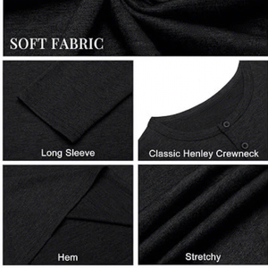 Men Long Sleeve <b>Henley</b> Jersey T-<b>Shirt</b> Breathable Stretch Eco-Friendly Casual Pullover Base Layer Tee for Daily Wear Outdoor - Product Image 6
