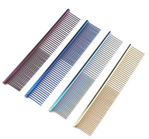 Peine de pulgas de acero inoxidable para perros, cepillo de dientes de colores para aseo de mascotas - Product Image 2