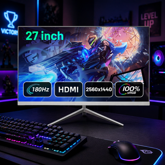 Factory 27 Inch 2K QHD Gaming Monitor 180Hz 2560x1440 HDMI Display 100% SRGB for Premium Internet Cafe and Gaming Arena Sourcing