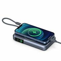 Batterie externe magnétique à charge rapide 20W, 10000mAh, câble USB C intégré, écran numérique TFT, chargeur sans fil portable, batterie externe