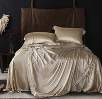Parure de lit de luxe en soie de mûrier pure 100% de grade 6A de Chine, comprenant une housse de couette en soie, un drap-housse en soie et un drap plat en soie