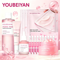 Kit de Soins Anti-âge au Collagène et Peptides PDRN Rose de Guangdong : Crème, Masque Facial, Masque Nettoyant Doux, Essence et Masque Yeux pour Adultes