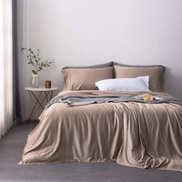 Ensemble de draps en bambou tissé 300TC 4 pièces, écologique, taille King, pour hôtel, maison, usage quotidien