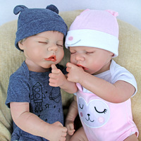 Poupées Reborn Jumeaux en Silicone Souple à Corps Entier pour Nouveau-nés, 18 Pouces, Modèles Réalistes de Garçon et de Fille Noirs, Jouet à Prix Abordable