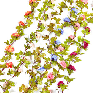 Guirlandes de roses artificielles vertes orchidée, 17 pièces, fleurs en soie plastique multicolores pour arche de mariage, décoration intérieure, enroulement de plafond et de tuyaux - Product Image 1