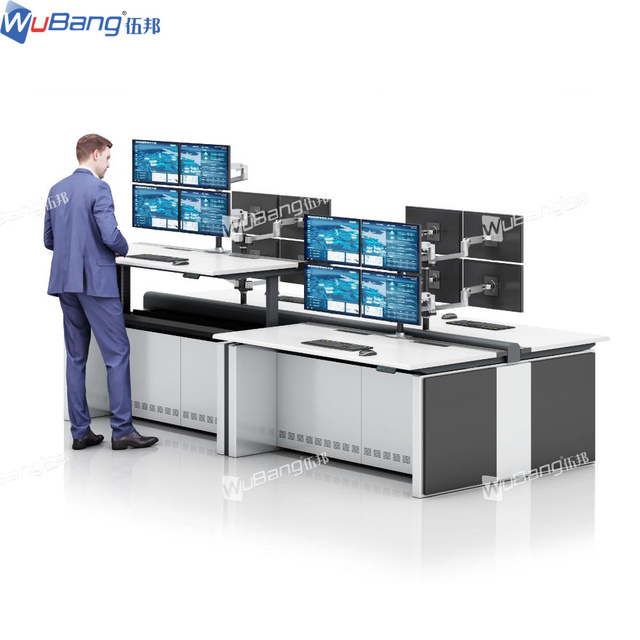 E-commerce boss Desk with Multiple Monitor Stands Ecommerce and Trading Lift Control Table