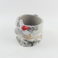 Pot de fleurs en ciment pour jardin, bureau ou sol, avec motif bonhomme de neige, pour plantes succulentes, herbes et bonsaïs - Vente en gros