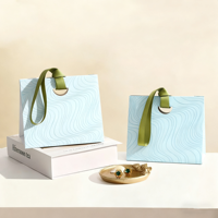 Sacs en papier d'art recyclables de luxe ESENTRA pour montres, cosmétiques, vêtements, avec poignée en ruban Flexiloop, estampage à chaud personnalisé