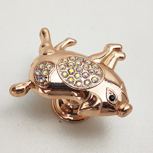 Maniglie per Mobili a Forma di Maialino in Lega di Zinco con Strass Dorati, Decorazione per Cassetti, Pomelli a Foro Singolo - Product Image 2