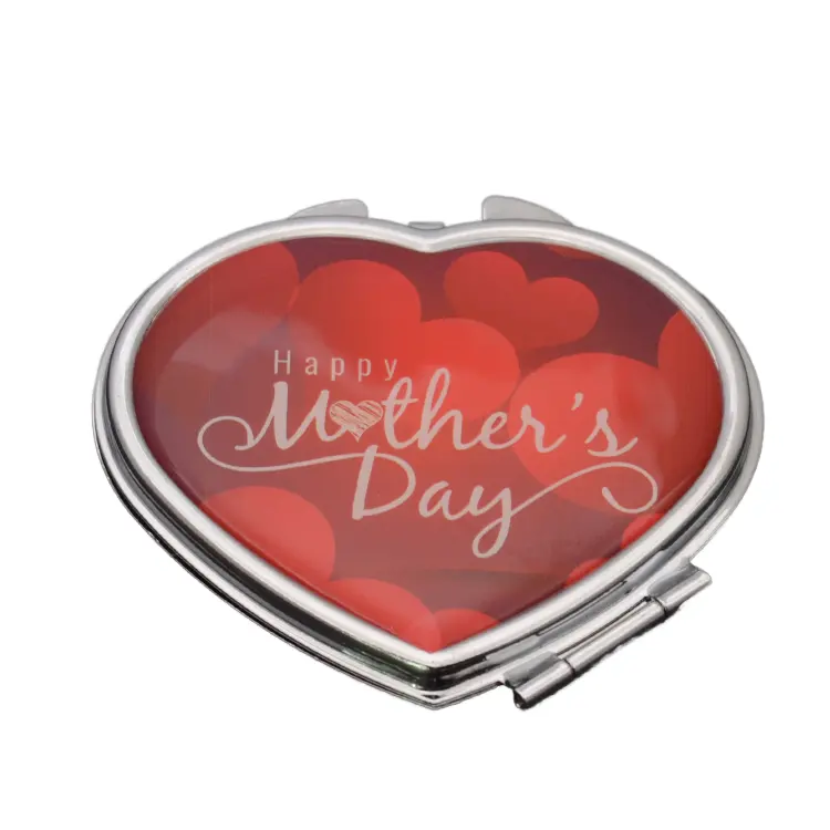 Heart-Shaped Portable Pocket Makeup Mirror for Weddings and Mother's Day Return Gift Idea Stylish Promotional Mirror
