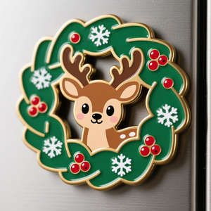 Aimants de réfrigérateur en métal personnalisés en gros, design Art Déco Père Noël, écologiques et étanches - Product Image 5