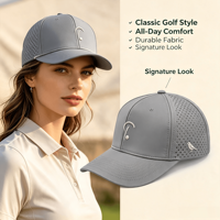 Casquette de sport unisexe perforée au laser avec logo brodé 3D et visière incurvée classique pour le golf et le baseball