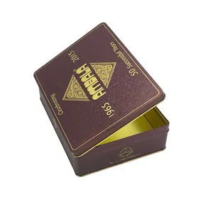 批发优质长方形锡盒包装结婚糖果盒提供食品级流行哑光纹理锡盒棕色