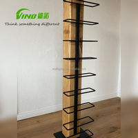 Porte-vin minimaliste vertical en bois et métal, sur pied, pour le rangement du vin