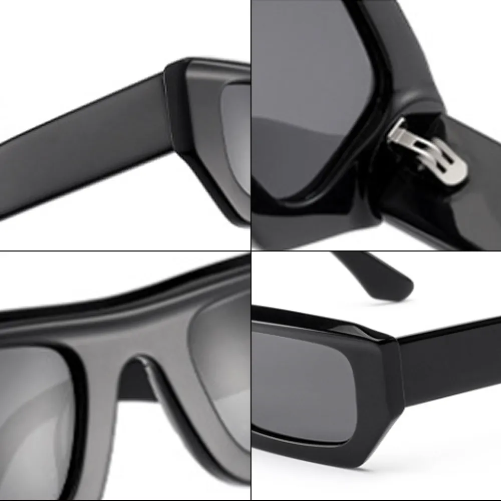 Yüksek kalite siyah 2024 küçük kare güneş gözlüğü özel Logo lensler Shades gözlük kadınlar Unisex lüks güneş gözlüğü