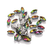 Strass en verre Selina Crystal en forme d'œil de cheval, couleur argent, pour accessoires vestimentaires, chaussures, chapeaux, sacs, robes de mariée