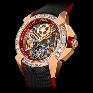 Montre automatique tourbillon Jacb and Co Epic X CR7, acier inoxydable, bracelet en caoutchouc rond, cadran squelette, verre saphir - Product Image 3